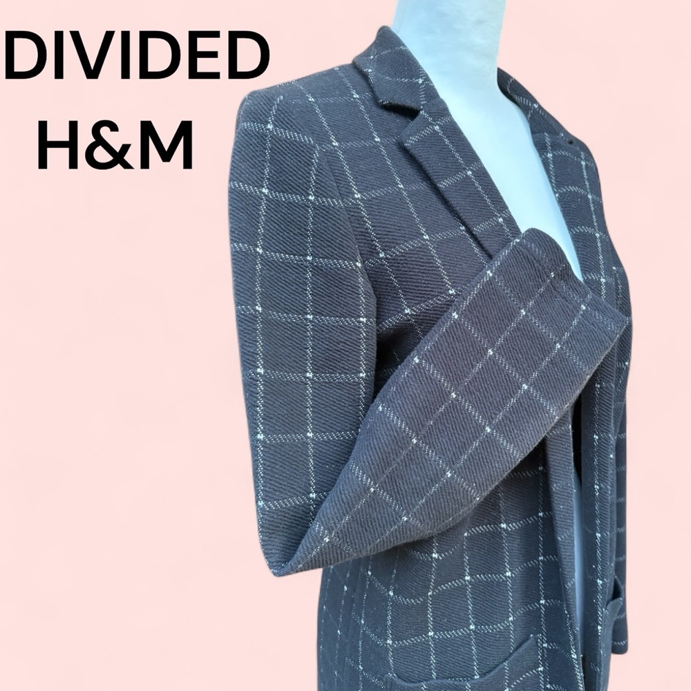 Divided H&M Plaid Blazer Black and Silver Women’s Size 4